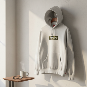 Supreme Box Logo Gray Hooded Sweatshirt Pullover