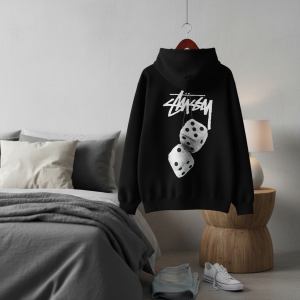 Stussy Dice Graphic Black Hoodie Sweatshirt