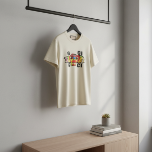 Gucci Tiger Print Beige Cotton T-Shirt for Men