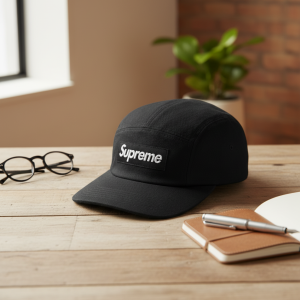 Supreme Black Cotton Streetwear Adjustable Cap