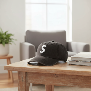HatsSupreme Black Cotton Baseball Cap with S Logo
