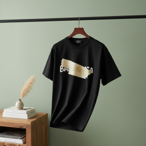 Balenciaga Logo Print Black Cotton T-Shirt