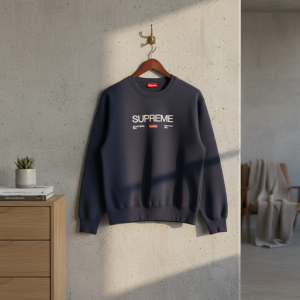 Supreme Classic Logo Navy Crewneck Sweatshirt Men Women