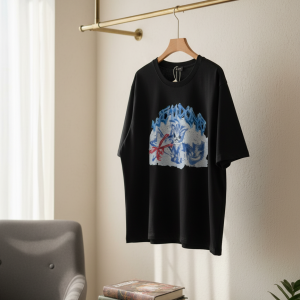 WE11DONE Black Graphic Print Cotton T-Shirt