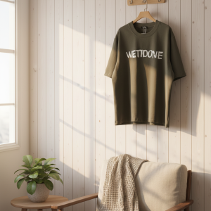 WETIDONE Unisex Oversized Black Cotton T-Shirt