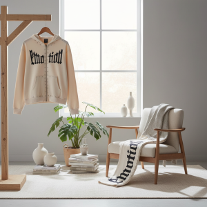 Emotional Letter Print Beige Hoodie Sweatpants Set