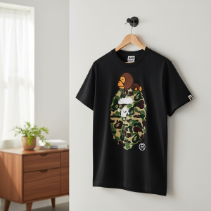 Bape Camo Ape Head Black Cotton T-Shirt
