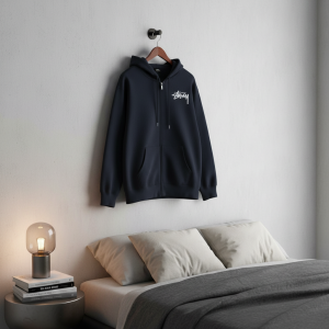 Stussy 8 Ball Logo Navy Zip Hoodie
