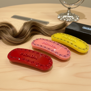 Prada Crystal Resin Hair Clip Luxury Accessory