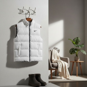 Nike Winter Puffer Vest White Sleeveless Jacket