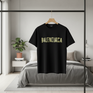 Balenciaga Logo Print Black Cotton T-Shirt