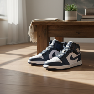 Nike Air Jordan 1 Mid Navy White Sneakers