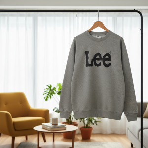 Lee Logo Gray Crewneck Sweatshirt for Men