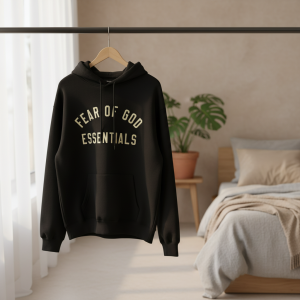 Essentials Oversized Black Hoodie Men Women Pullover Sweater