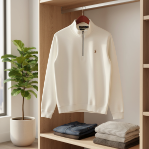 Ralph Lauren Half Zip White Sweatshirt