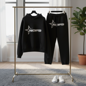 NOFS Black Hoodie and Sweatpants Set for Men