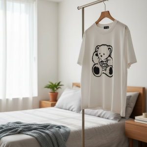 WE11DONE Bear Graphic White Cotton T-Shirt