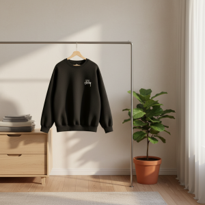 Stussy Black Graphic Print Crewneck Sweatshirt