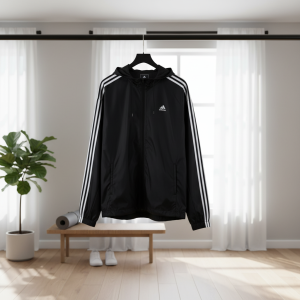 Adidas Black Hooded Sports Jacket Men