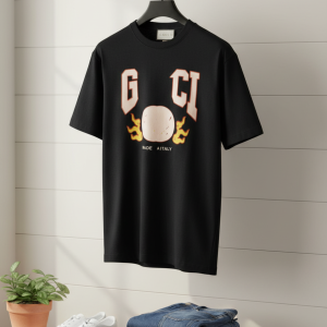 GOCI Graphic Print Black Cotton T-Shirt