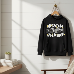 Broken Planet Moon Phases Black Graphic Hoodie