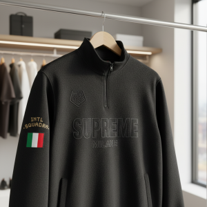 Supreme Black Quarter Zip Pullover Hoodie Sweater