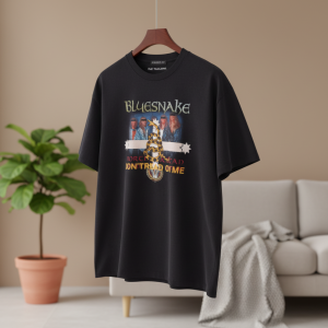 Vintage Bluesnake Graphic Black Cotton T-Shirt