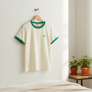 Lee Contrast Trim White Green Unisex T-Shirt