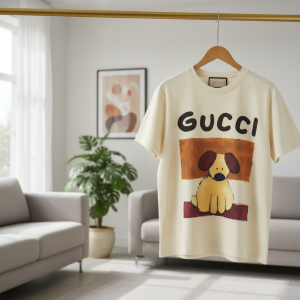 Gucci Cartoon Dog Print Casual T-Shirt