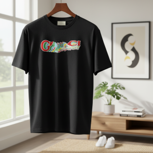 Gucci Black Graphic Logo Print Cotton T-Shirt