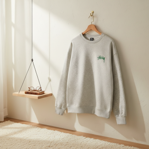 Stussy Grey Graphic Print Crewneck Sweatshirt