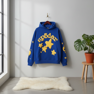 Sp5der Blue Star Graphic Hoodie Sweater