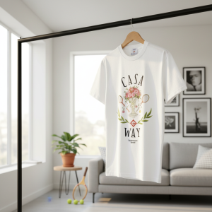Casa Way Floral Tennis Print White T-Shirt
