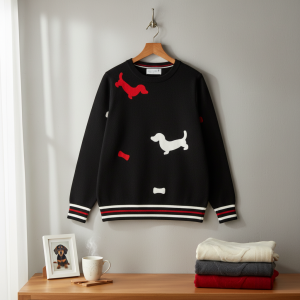 Thom Browne Dog Pattern Black Knit Sweater