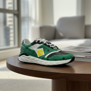 MCM Green Leather Casual Sneakers for Men