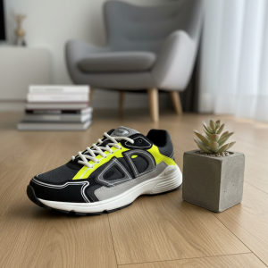 Dior Men’s Runner Sneakers Black Gray Yellow Shoes