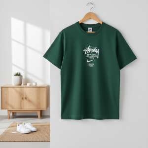 Stussy Green Graphic Print Cotton T-Shirt