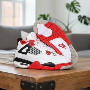 Nike Air Jordan 4 Retro White Red Sneakers