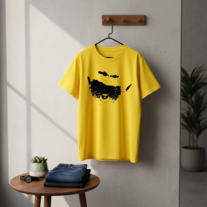 Yellow Graphic Eye Print Casual T-Shirt