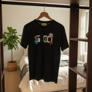 Gucci Black Graphic Print Cotton T-Shirt