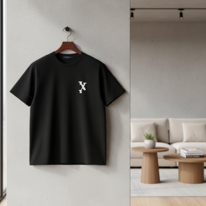 LV Drip Logo Black Cotton T-Shirt Unisex