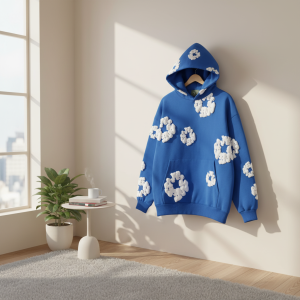 Denim Tears Blue Floral Print Hooded Sweatshirt