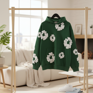 DenimTears Green Flower Print Casual Hoodie