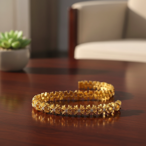 Chrome Hearts Gold Flower Link Bracelet 925 Silver