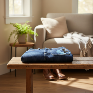 Derschutze Embroidered Straight Leg Denim Jeans