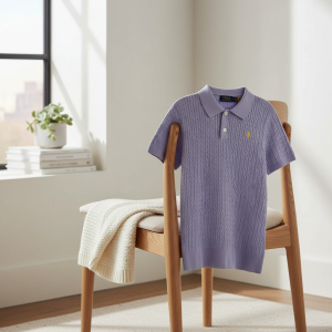 Ralph Lauren Cable Knit Purple Polo Shirt