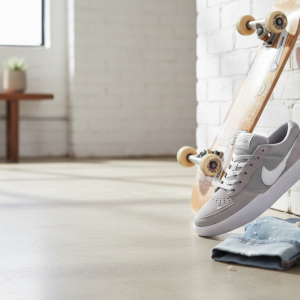 Nike SB Force 58 Light Grey Suede Skate Shoes