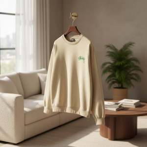 Stussy Beige Graphic Print Crewneck Sweatshirt