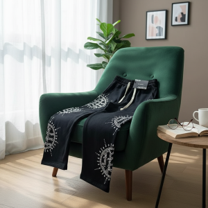 Black Graphic Print Casual Sweatpants