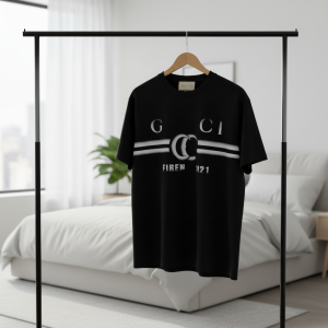Gucci 1921 Black Cotton Logo Print T-Shirt